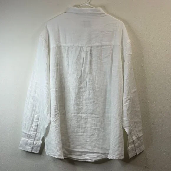 GAP White XXL Long-Sleeve Button-Up Shirt With Front Pockets For Women - Picture 6 of 12